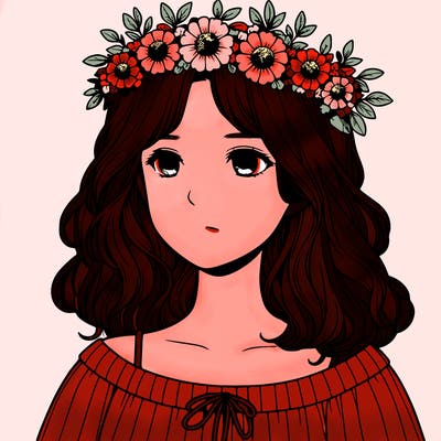 realistic girl with flowers crown