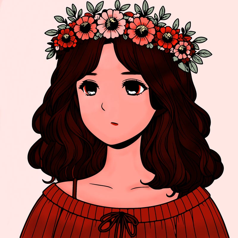 realistic girl with flowers crown