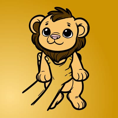 baby lion being held up