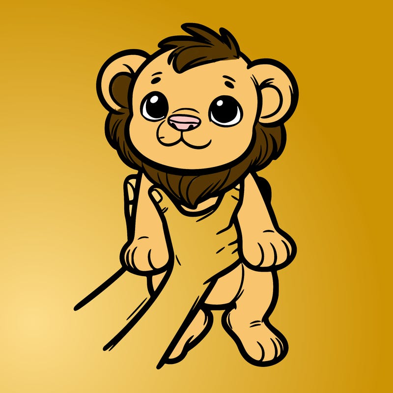 baby lion being held up