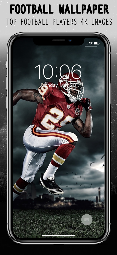 American Football Wallpaper 4K - An American football player in action featured as a high resolution 4K wallpaper on a smartphone screen