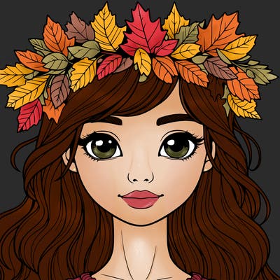 realistic girl with fall leaf crown
