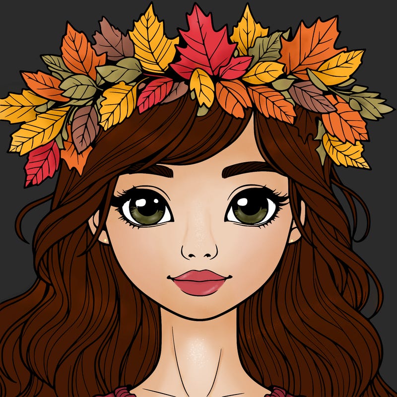 realistic girl with fall leaf crown