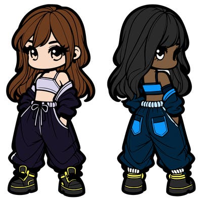 girl in crop top and baggy pants