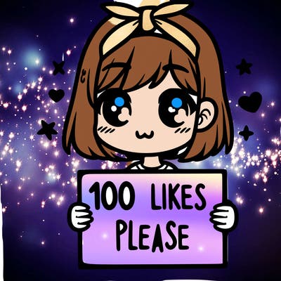 girl holding sign saying 100 likes please