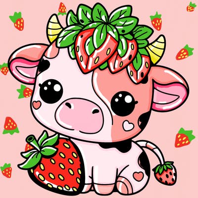 cute strawberry cow