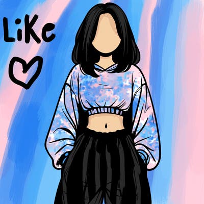 realistic girl faceless with baggy pants and a crop top