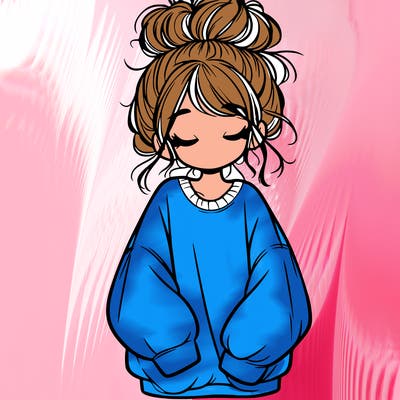 girl with baggy sweatshirt and messy bun