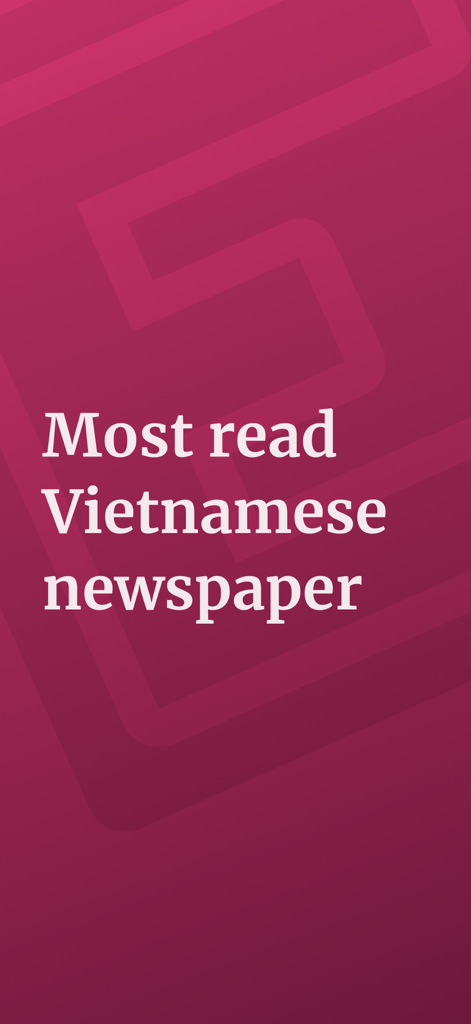 VnExpress mobile app splash screen highlighting its status as the most read Vietnamese newspaper