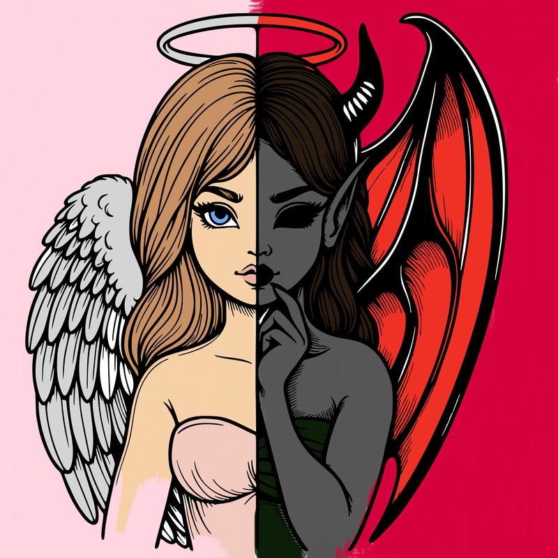 realistic angel half demon