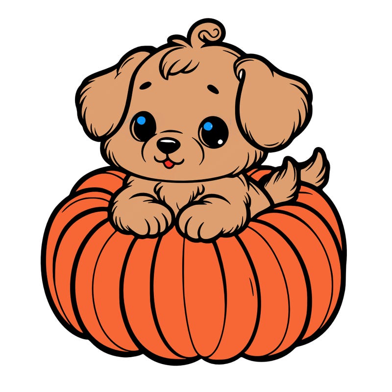 cute little puppy in a pumpkin