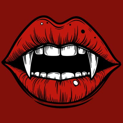 lips with vampire teeth