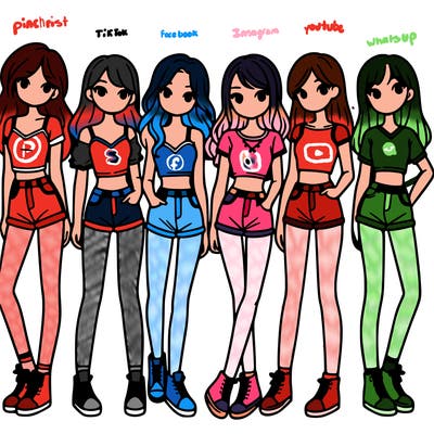 a group of girls wearing crop tops and shorts