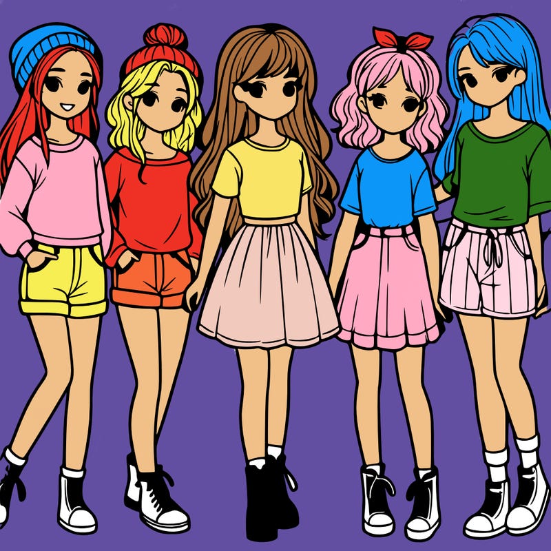 a group of five girls