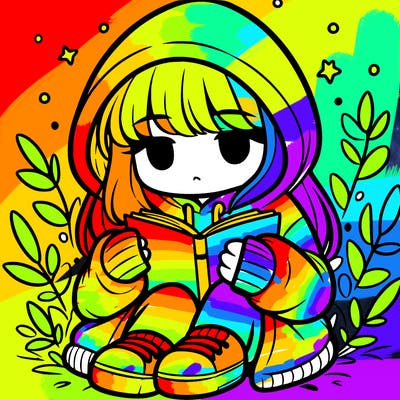 girl in oversized hoodie reading a book