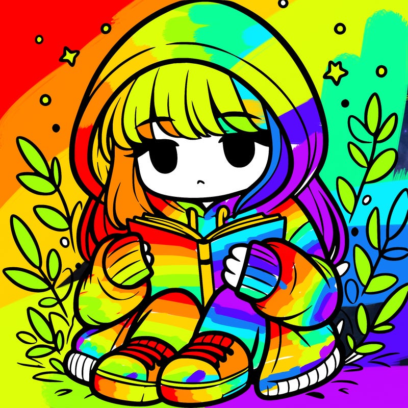 girl in oversized hoodie reading a book