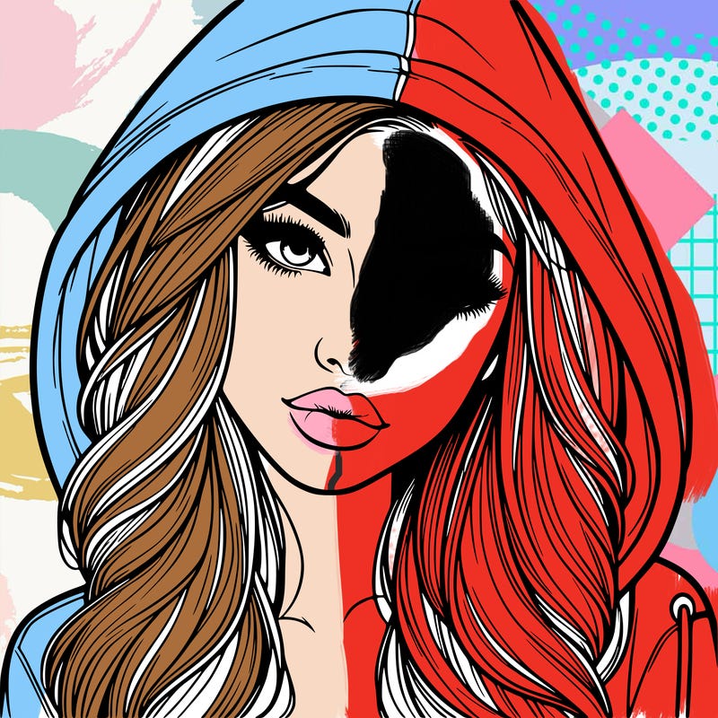 realistic beautiful girl with a hood on