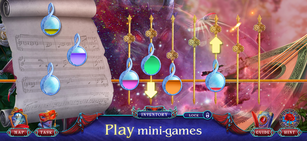 Cursed Fables 5: Adventure - Musical note puzzle mini-game in Cursed Fables 5 Adventure