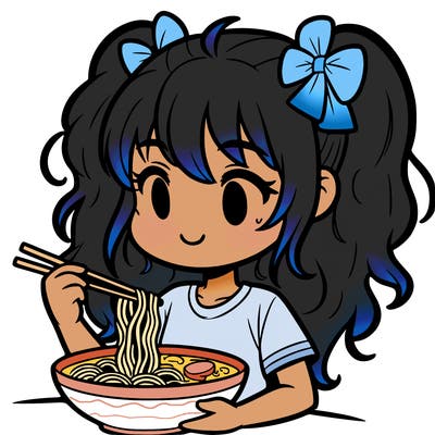 a girl eating ramen