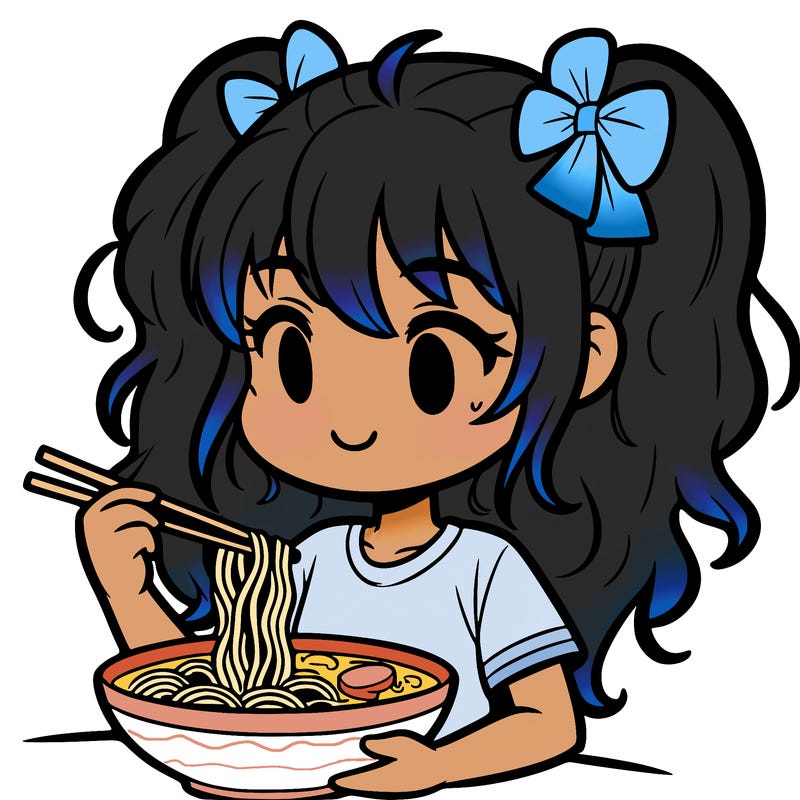 a girl eating ramen