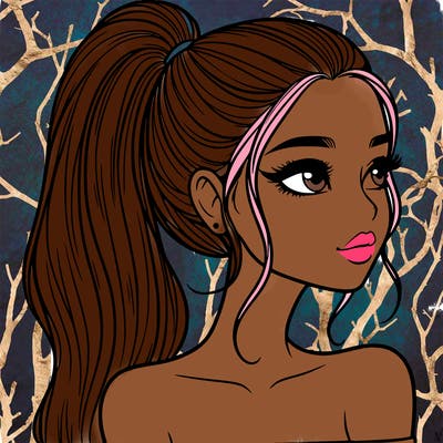 a beautiful and realistic girl with a high pony tail
