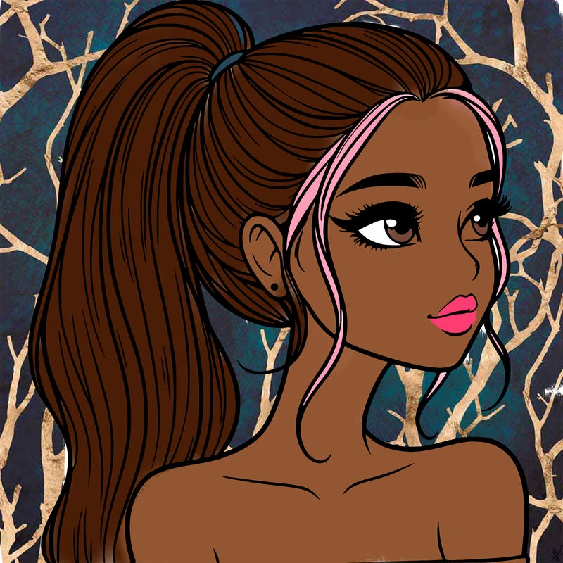 a beautiful and realistic girl with a high pony tail
