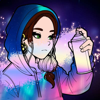 a realistic girl, spray painting