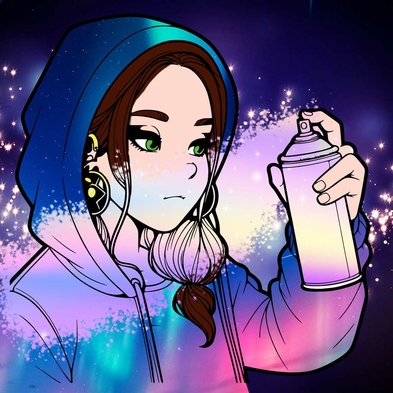 a realistic girl, spray painting