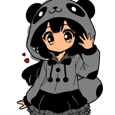 panda outfit on  anime girl