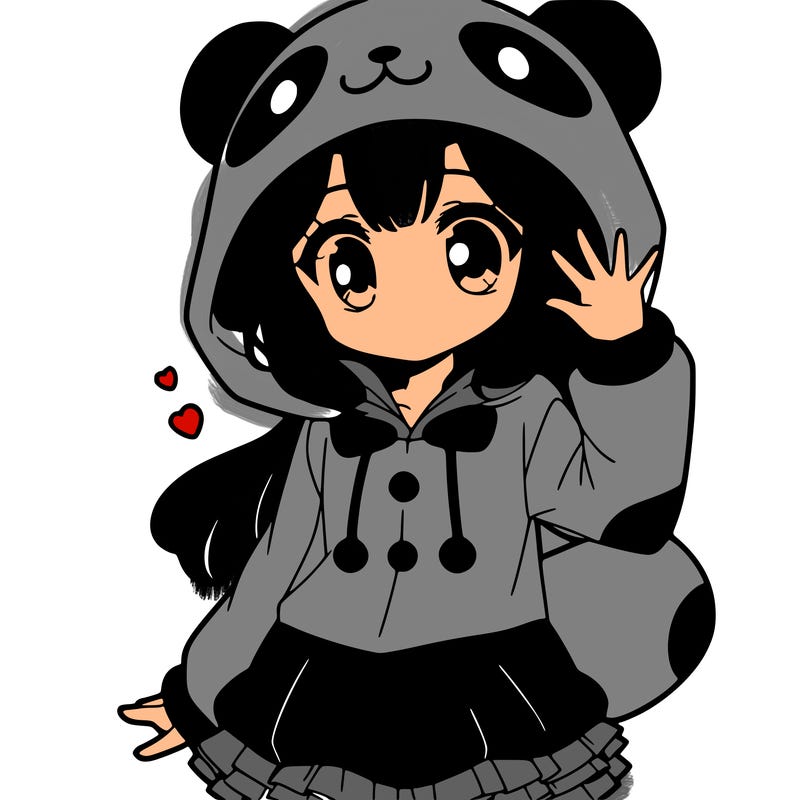 panda outfit on  anime girl