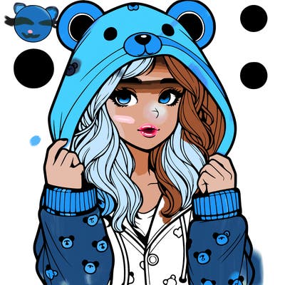 realistic girl in a animal pjs hoodie
