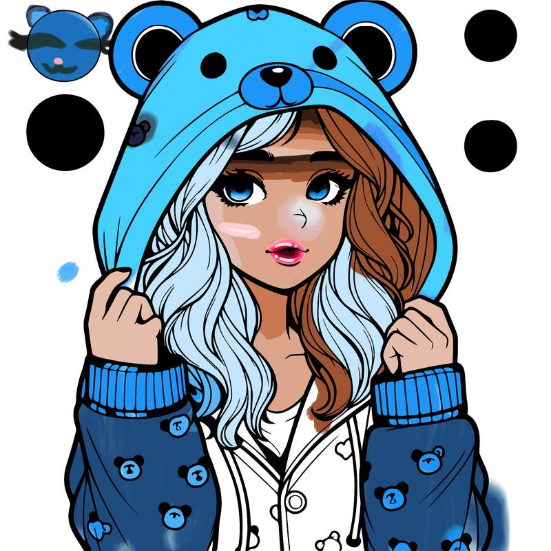 realistic girl in a animal pjs hoodie