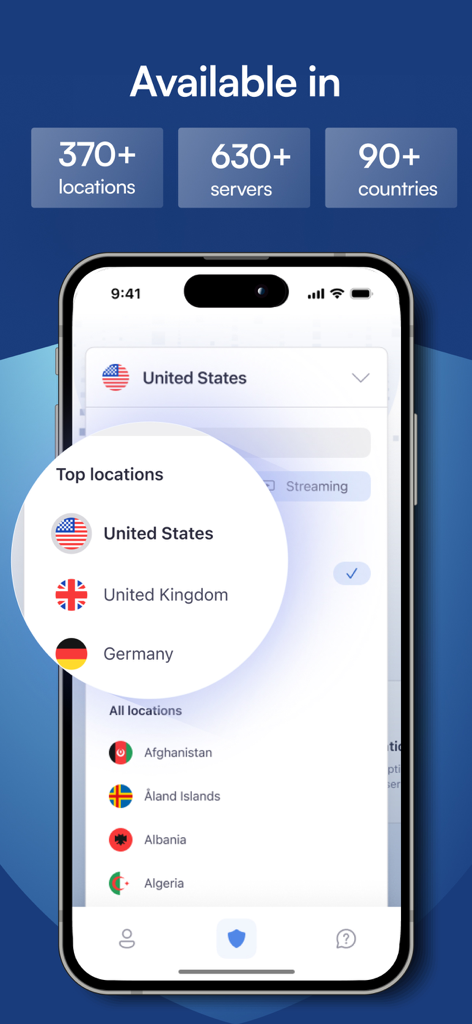 Urban VPN - Urban VPN Premium app interface showing 630 plus servers and 90 plus countries for global connection