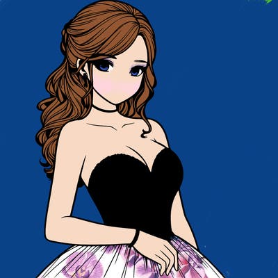 realistic girl in prom dress
