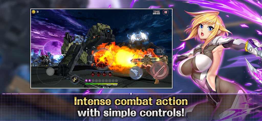 Action Taimanin gameplay screenshot featuring intense combat and an anime character