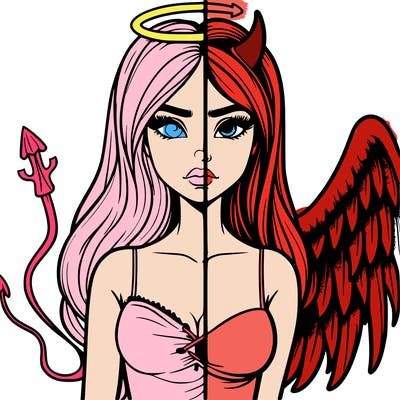 devil vs angel realistic girl