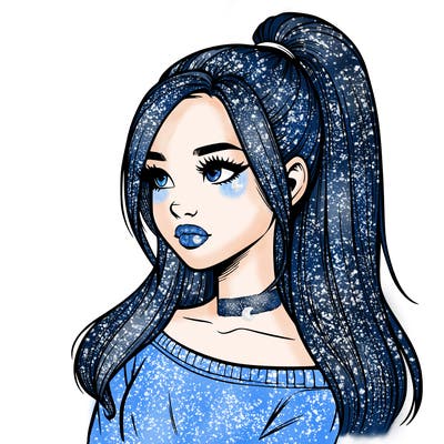 realistic girl with a high ponytail