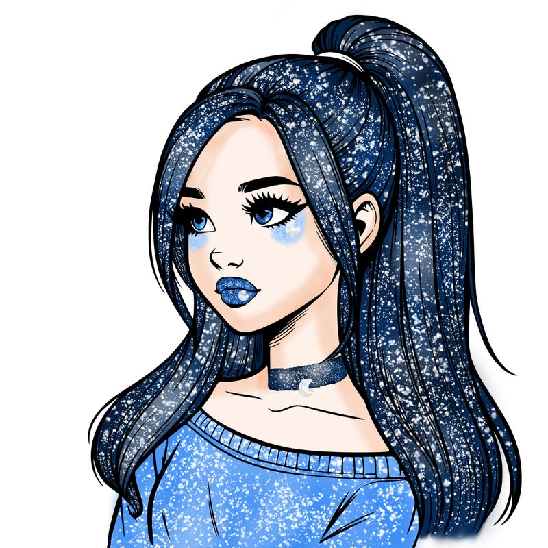 realistic girl with a high ponytail