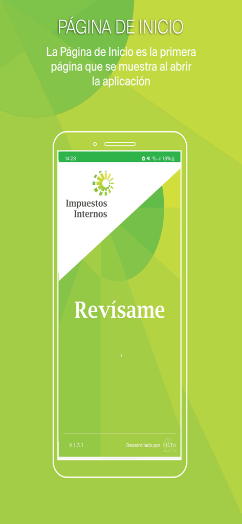 Splash screen of the Revisame app showing the logo of the Dominican Republic tax authority