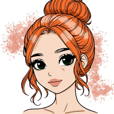 realistic pretty girl with hair in bun