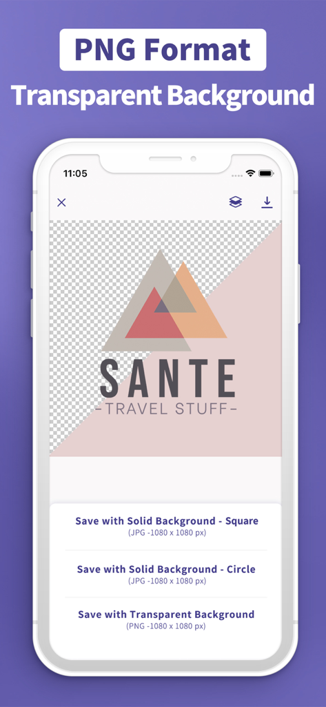 Logo Maker & Creator - Logokit - Interface showing options to save a logo with a transparent background in PNG format.