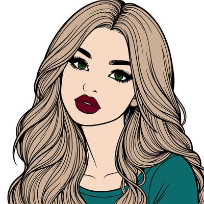 realistic girl with hair on her hair and lips