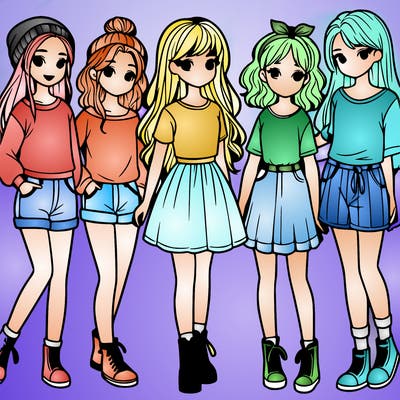 a group of five girls