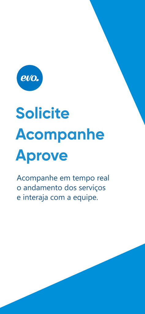 Evonline Marketing Digital - Tela de boas-vindas do aplicativo Evonline Marketing Digital para clientes solicitarem e acompanharem serviços