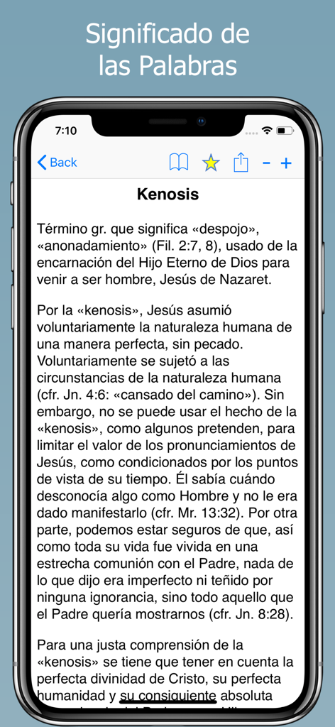 Definición de la palabra Kenosis en la aplicación móvil Diccionario Bíblico en Español
