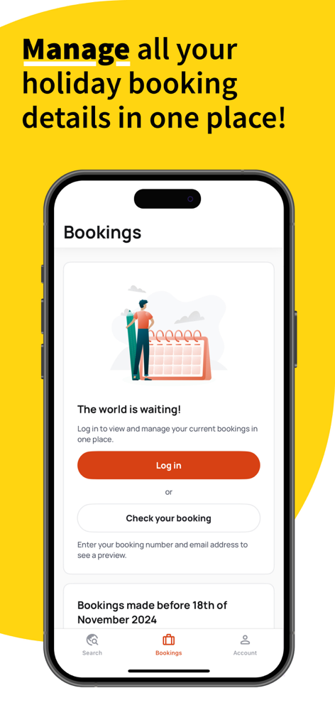 Thomas Cook Holidays & Travel - Interfaz de la app Thomas Cook para gestionar detalles de reservas de vacaciones con opciones de inicio de sesión y verificación de reserva
