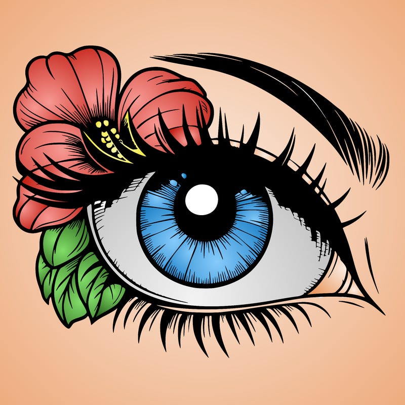 realistic eye with flower