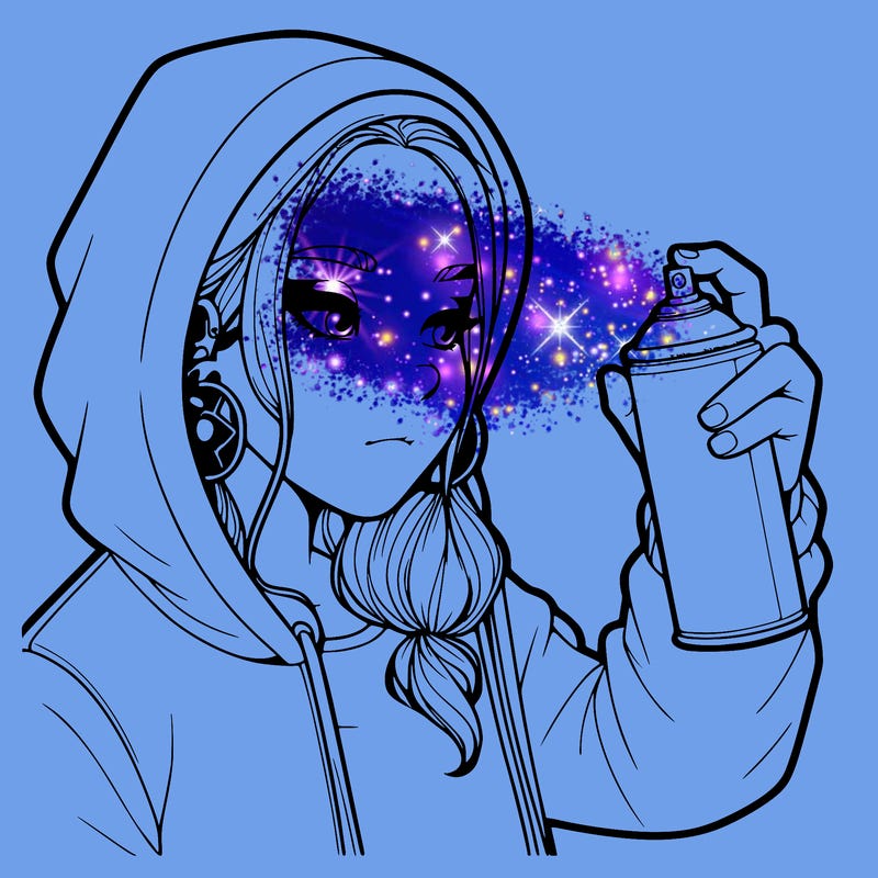 a realistic girl, spray painting