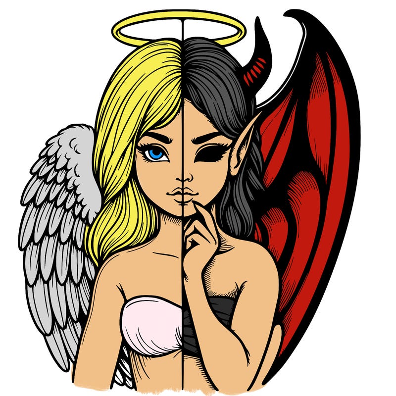 realistic angel half demon