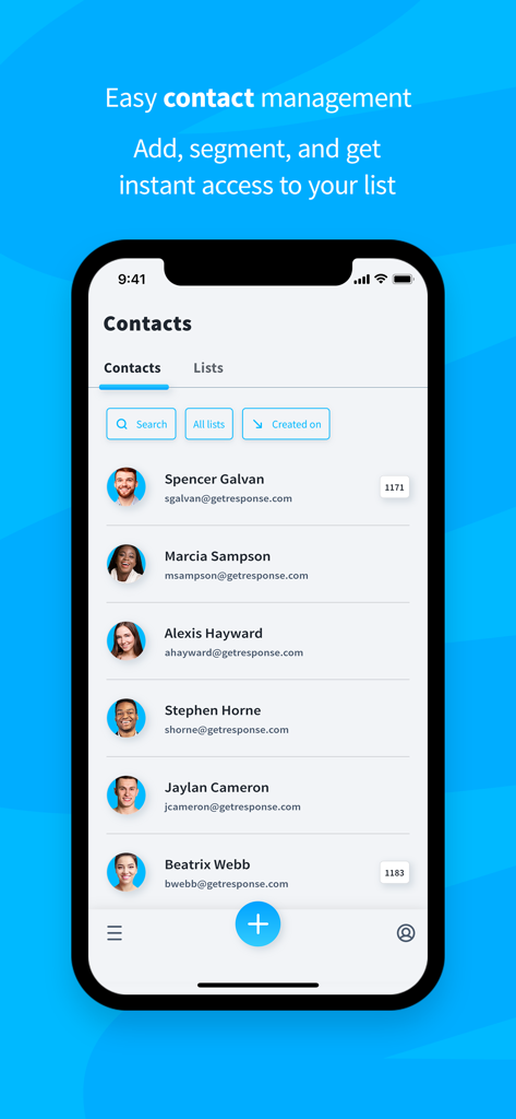 ビジネス連絡先の管理とセグメンテーションのためのGetResponseアプリインターフェース